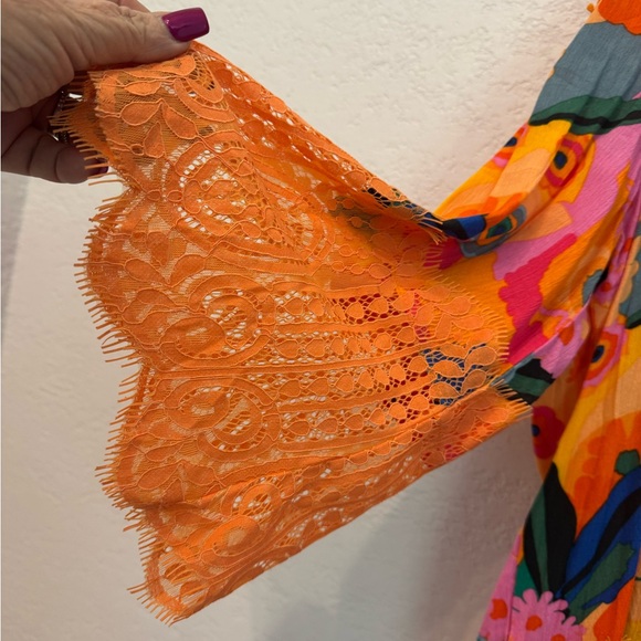 Rain Floral Cold Shoulder Top - Orange - Picture 7 of 14